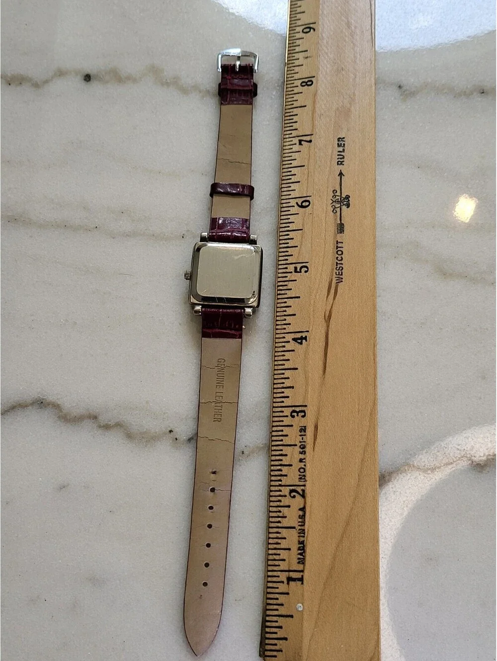 Vtg Pedre Womans Watch New Batt. Silvertone W Burgundy Bracelet 6.5